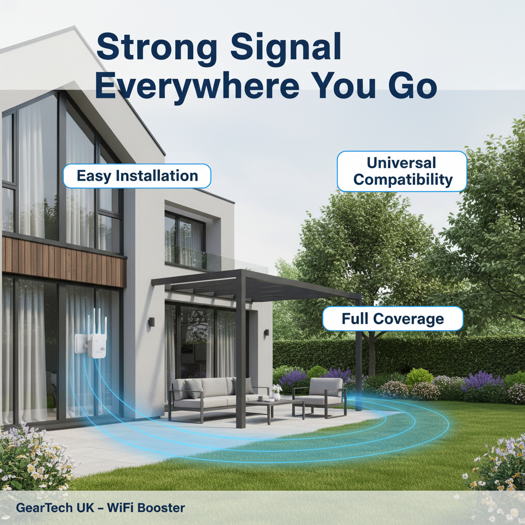 Dualband-WiFi-rækkeviddeforlænger med 2,4 GHz- og 5 GHz-forbindelse