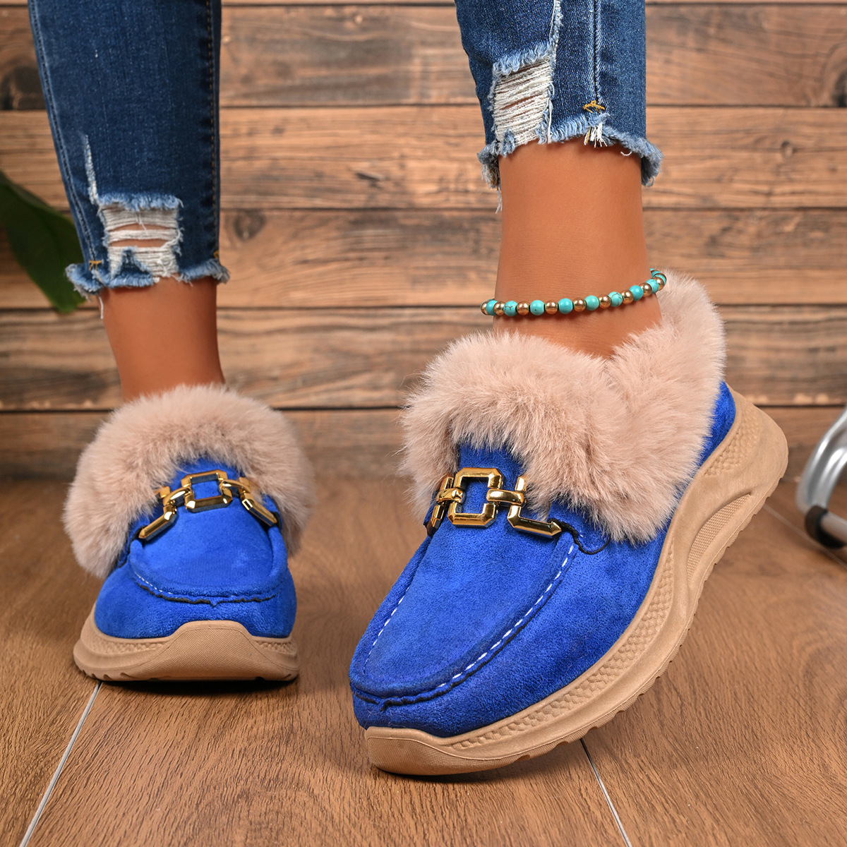 Women’s Faux Fur Trim Mule Slippers