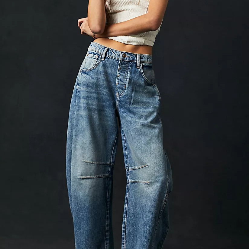 Women's Relaxed Barrel Leg Pants with High Waist