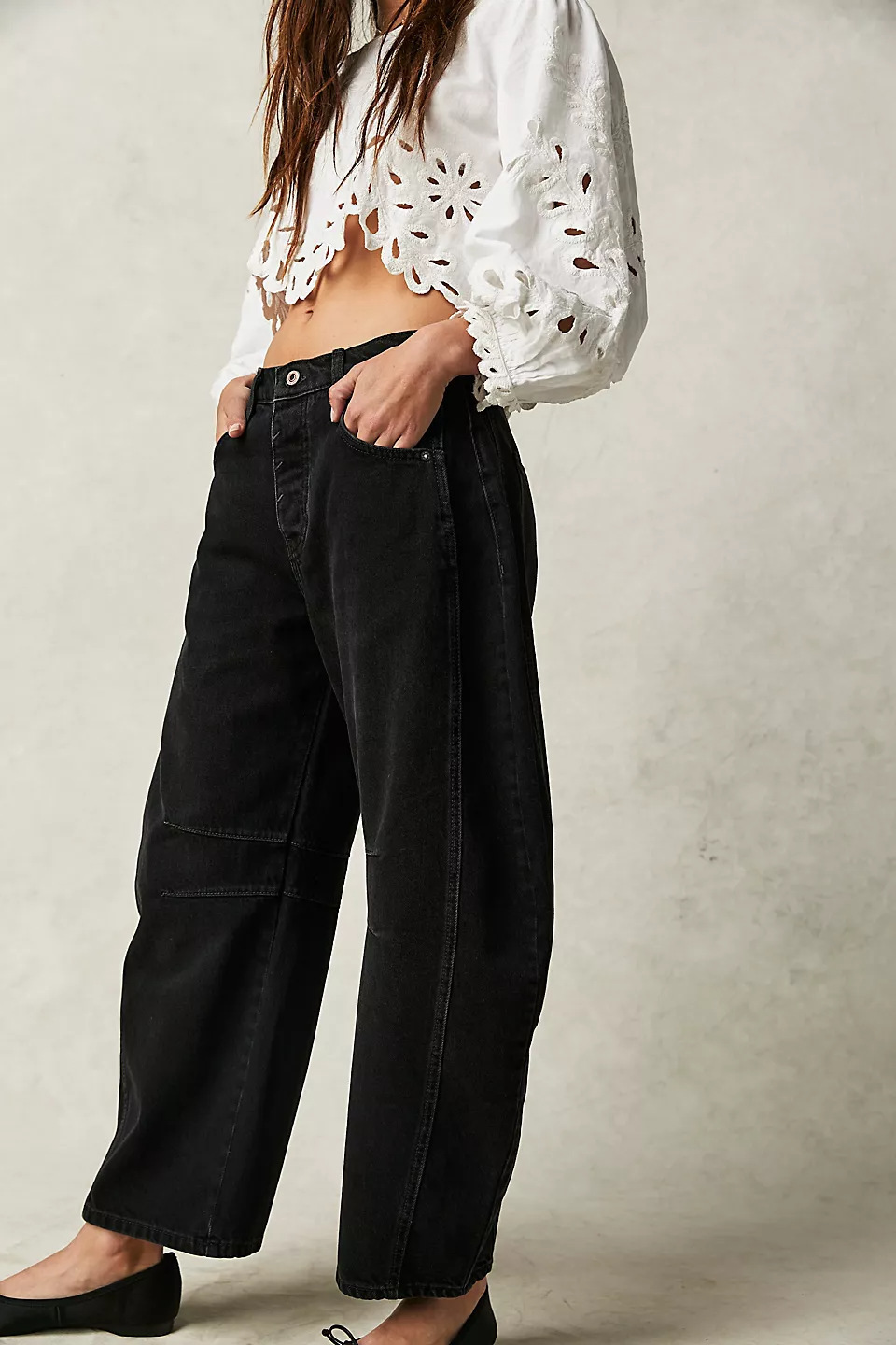 Women's Relaxed Barrel Leg Pants with High Waist