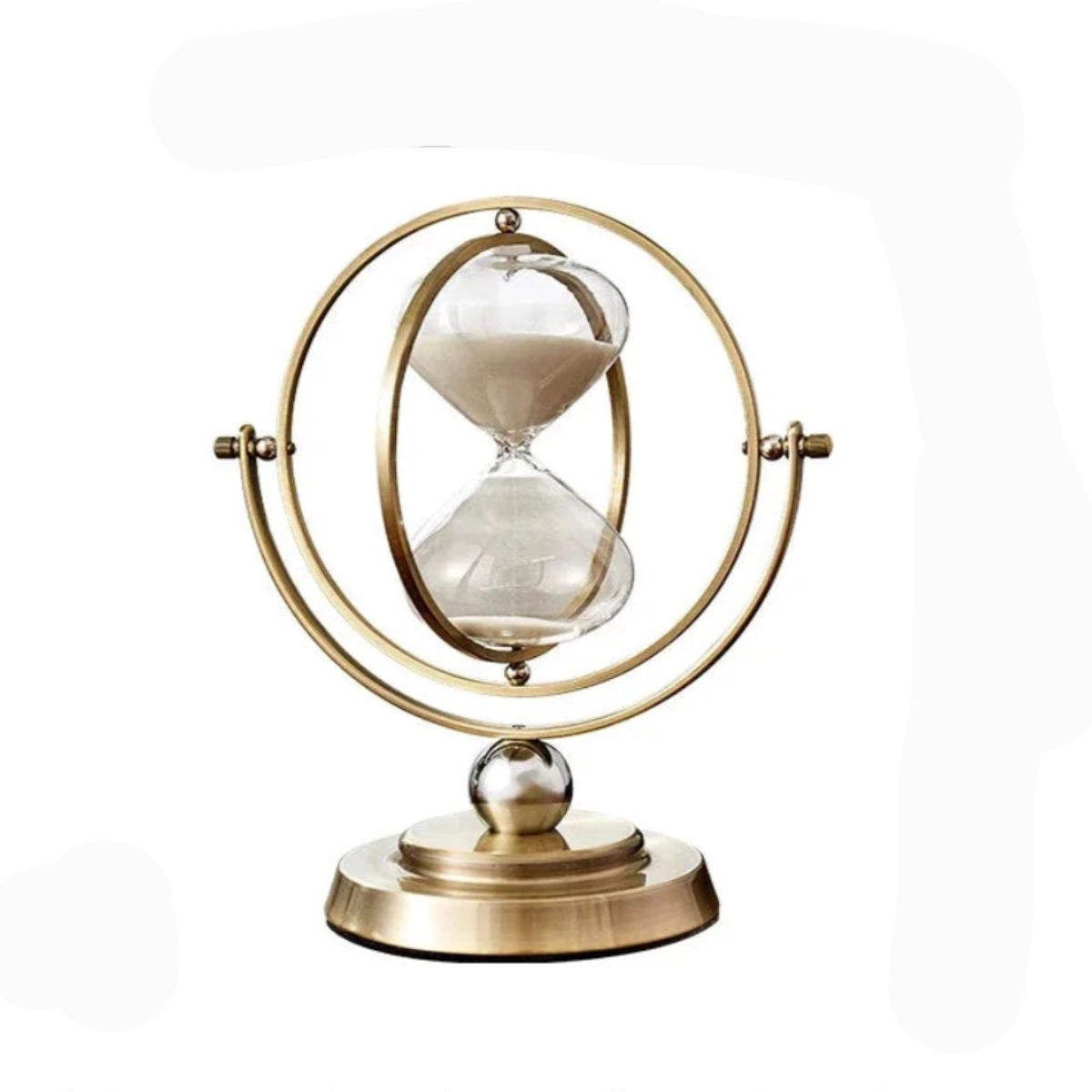 Luxury Framed Glass Hourglass Sand Timer with Circular Metal Stand
