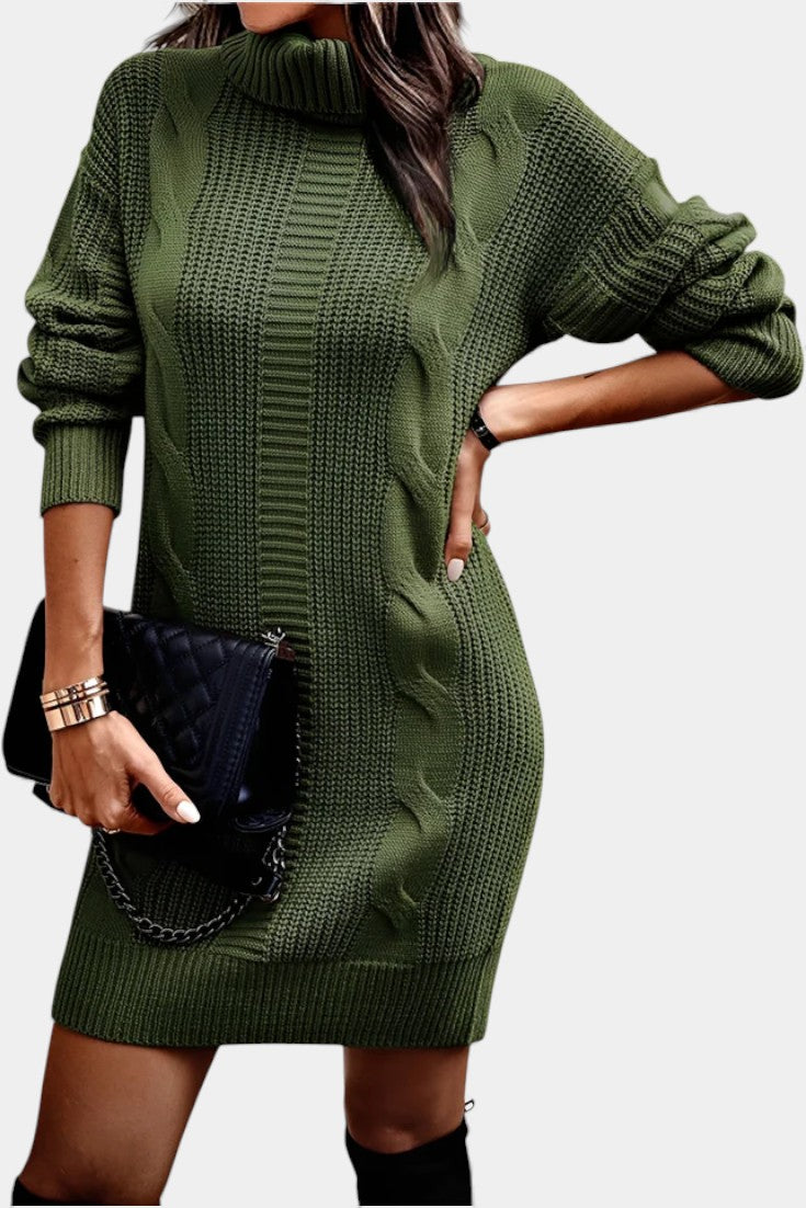 Women’s Cable Knit Turtleneck Dress