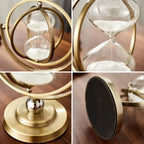 Luxury Framed Glass Hourglass Sand Timer with Circular Metal Stand