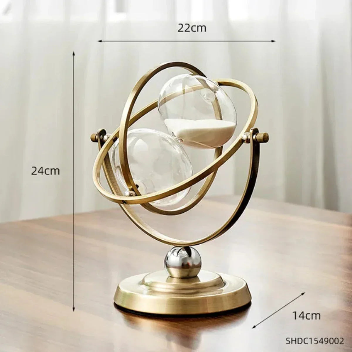 Luxury Framed Glass Hourglass Sand Timer with Circular Metal Stand