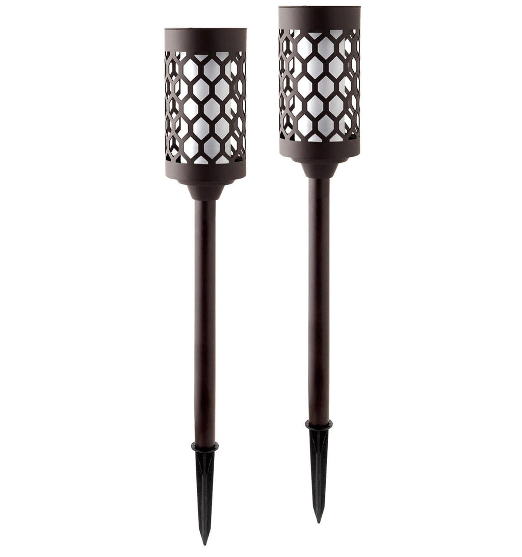 Set di 2 torce da giardino solari a effetto fiamma