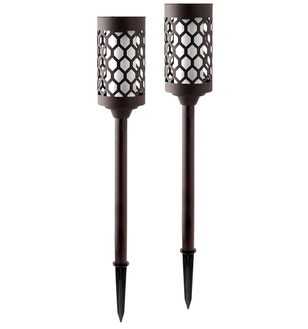 Set di 2 torce da giardino solari a effetto fiamma