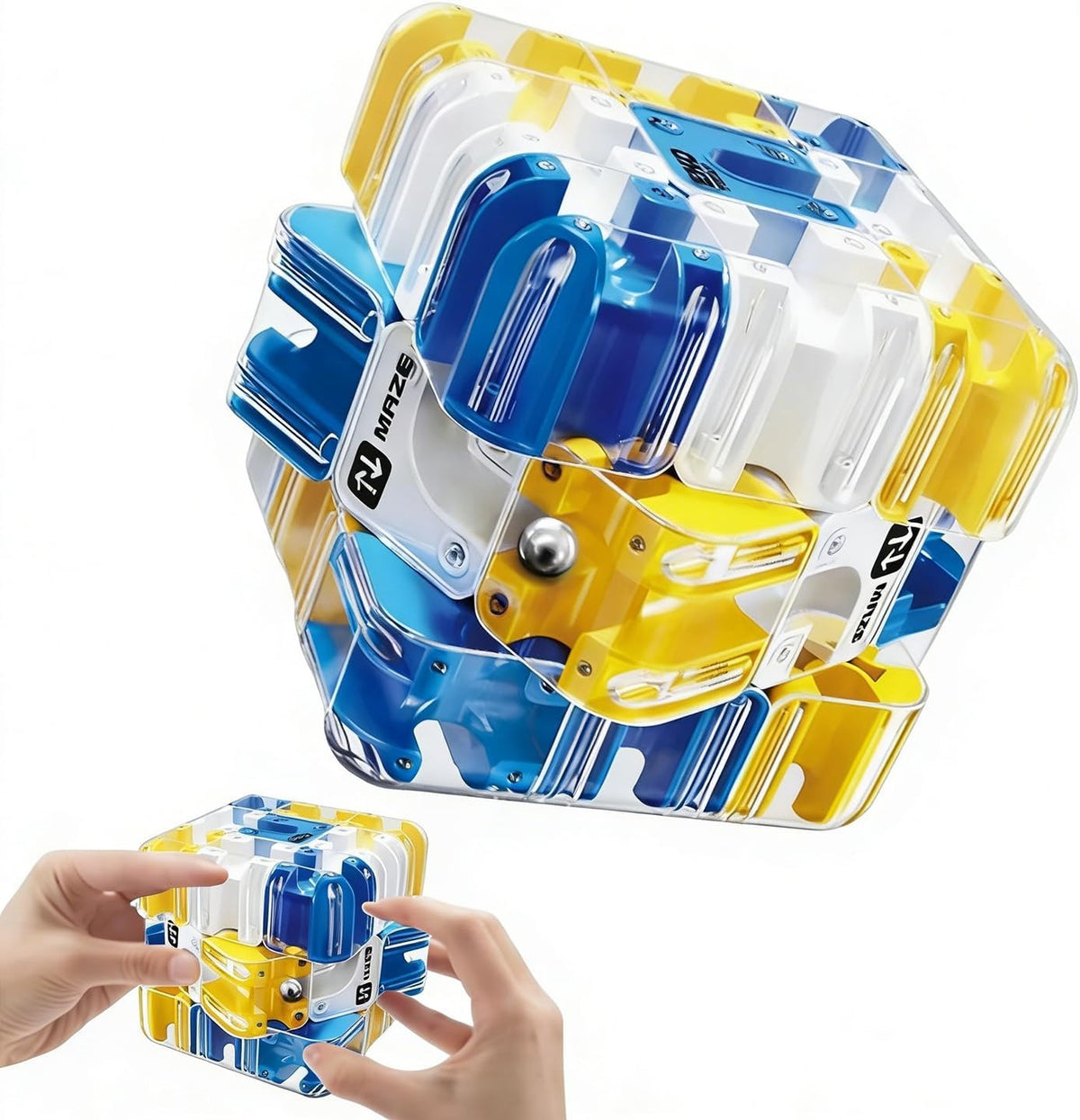 3D-labyrintpuslespil i kubeform til børn