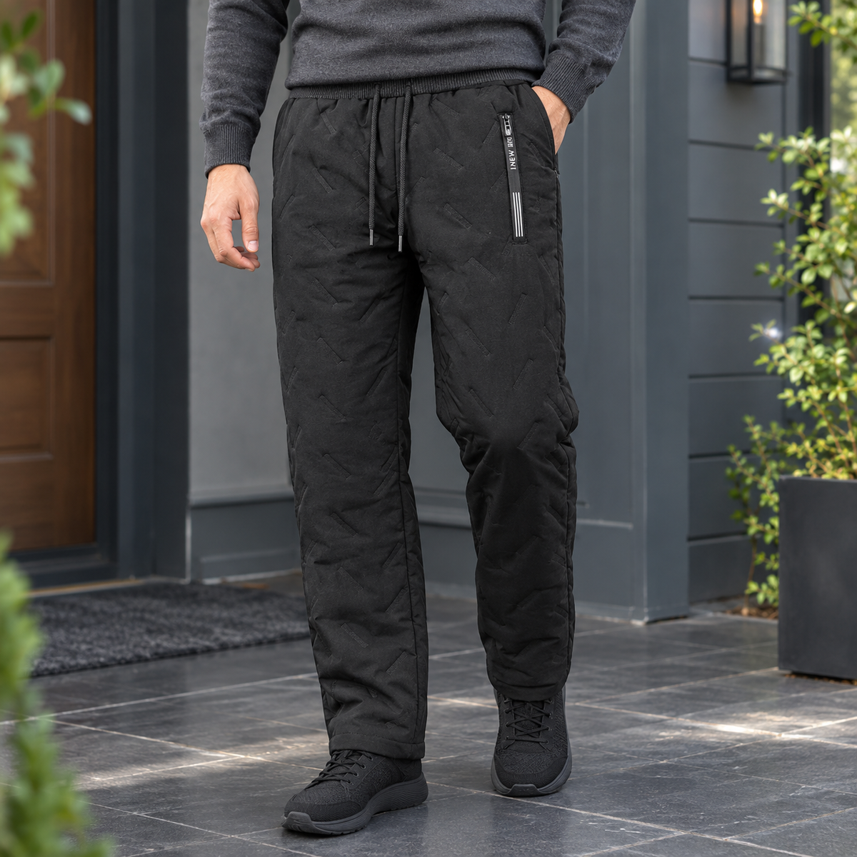 Men's Quilted Drawstring Casual Pants