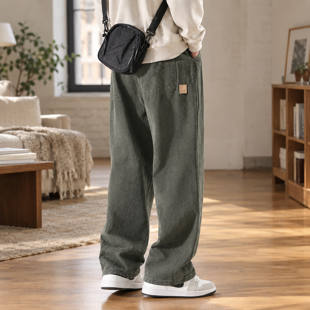 Men's Vintage Wide-Leg Casual Trousers