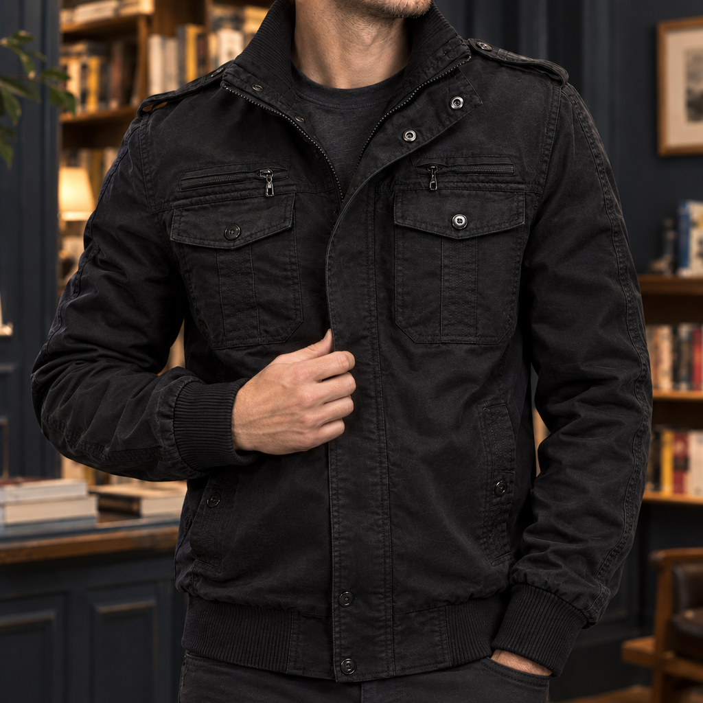 Men's Multi-Pocket Stand Collar Bomber Jacket