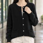 Women's Round Neck Button-Up Knit Cardigan