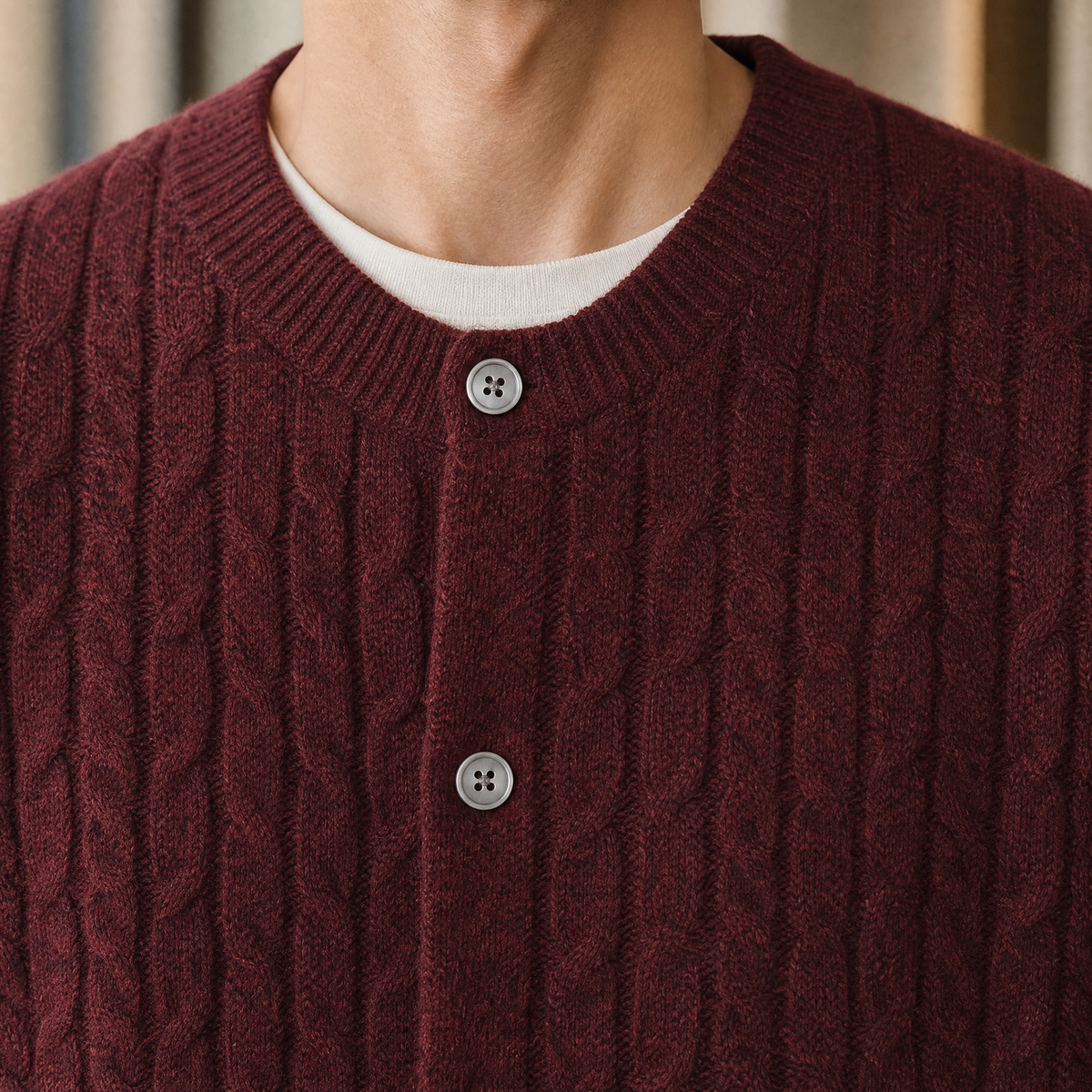 Men's Cable Knit Button Cardigan