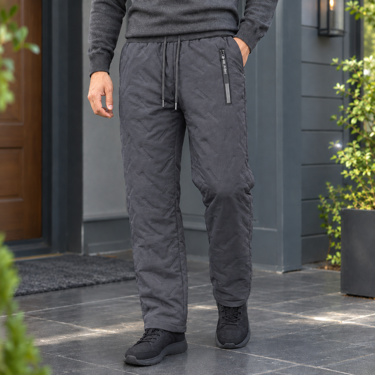 Men's Quilted Drawstring Casual Pants