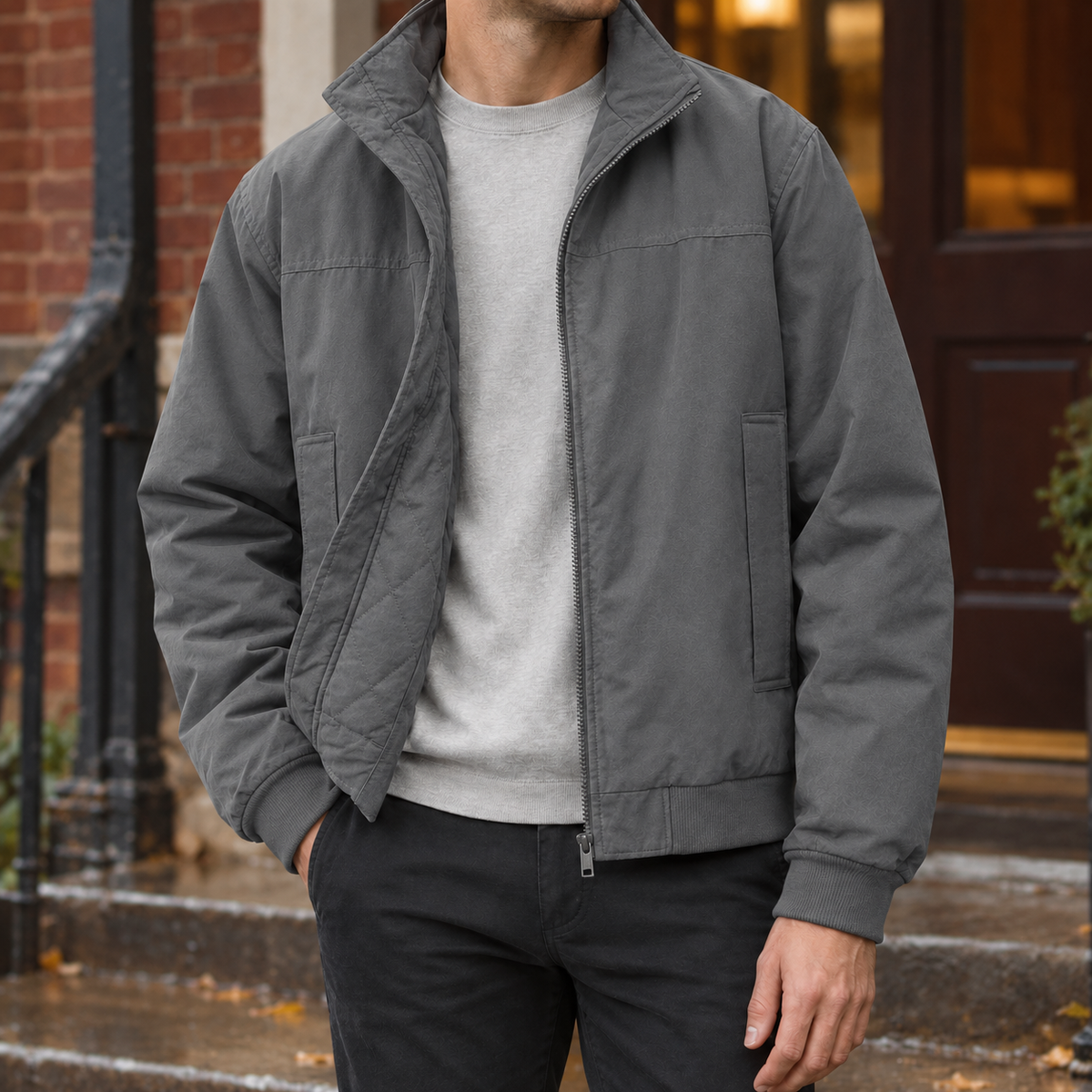 Men's Stand Collar Zip Jacket