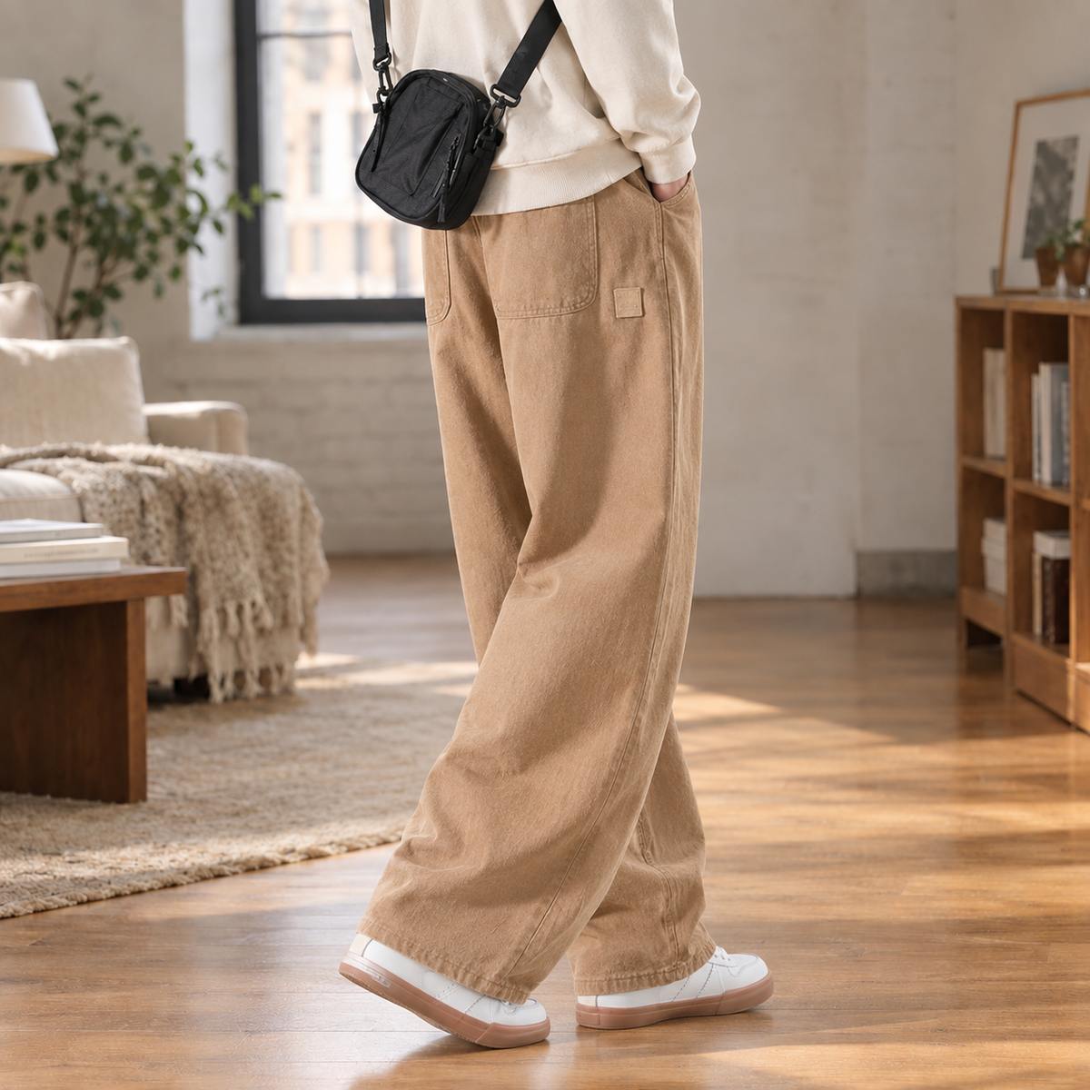 Men's Vintage Wide-Leg Casual Trousers