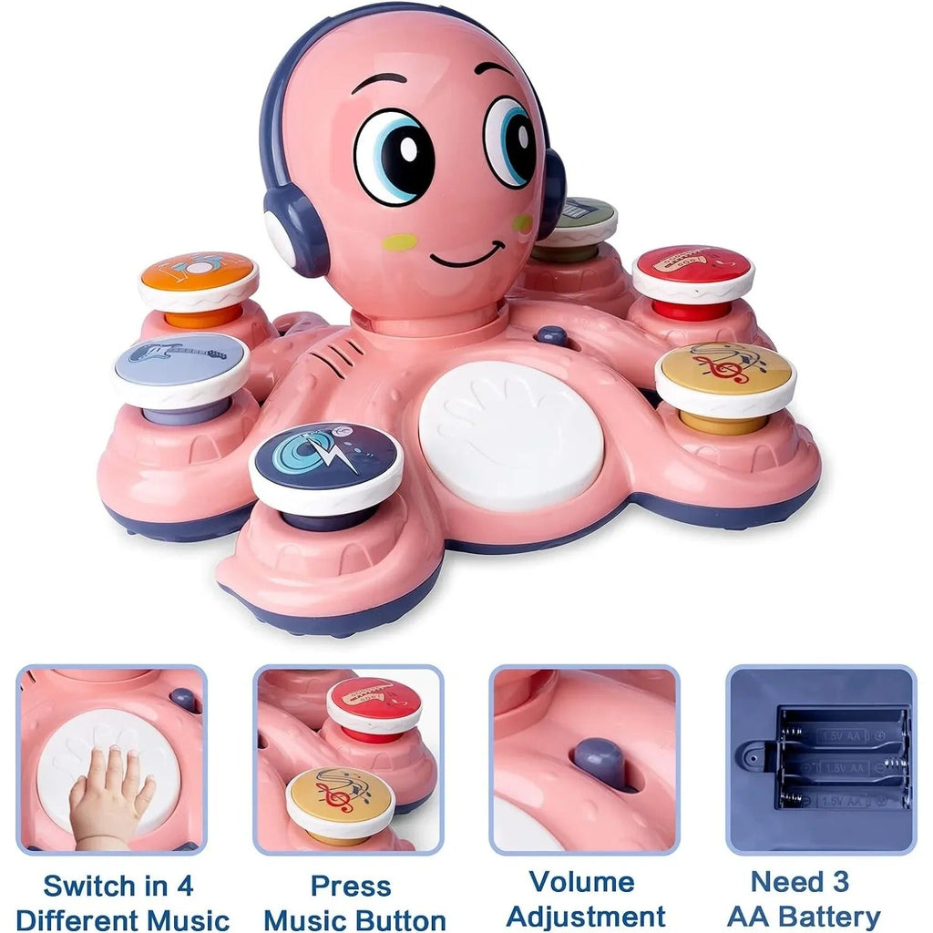 Interactive Musical Octopus Toy with Sound Buttons