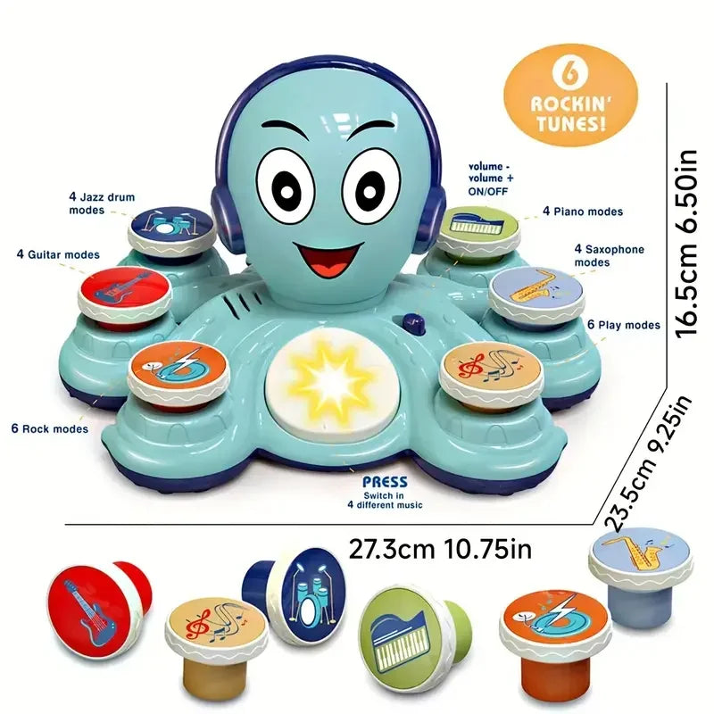 Interactive Musical Octopus Toy with Sound Buttons