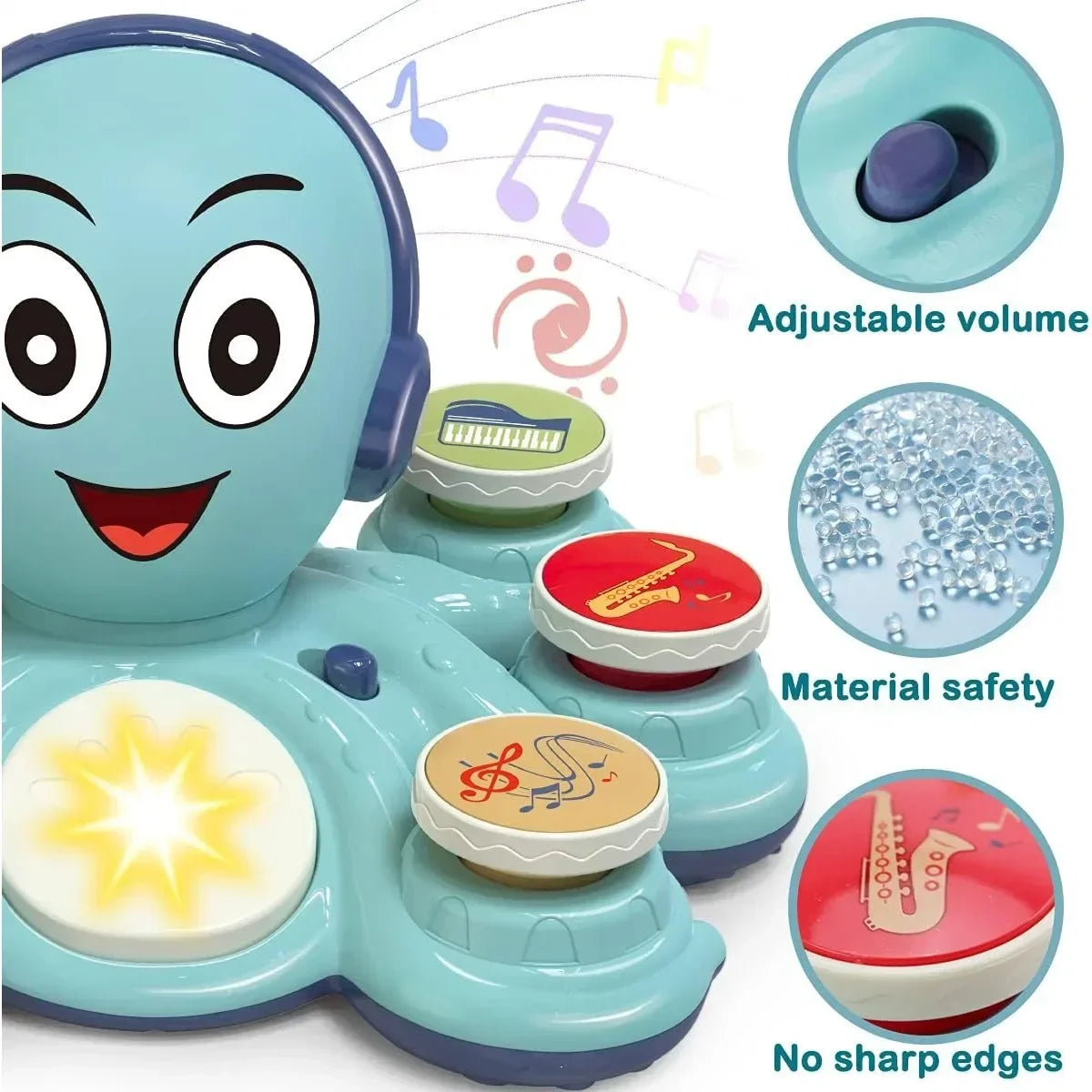 Interactive Musical Octopus Toy with Sound Buttons