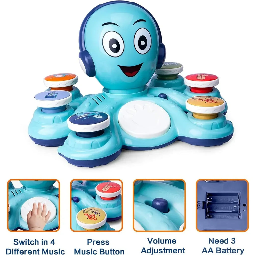 Interactive Musical Octopus Toy with Sound Buttons