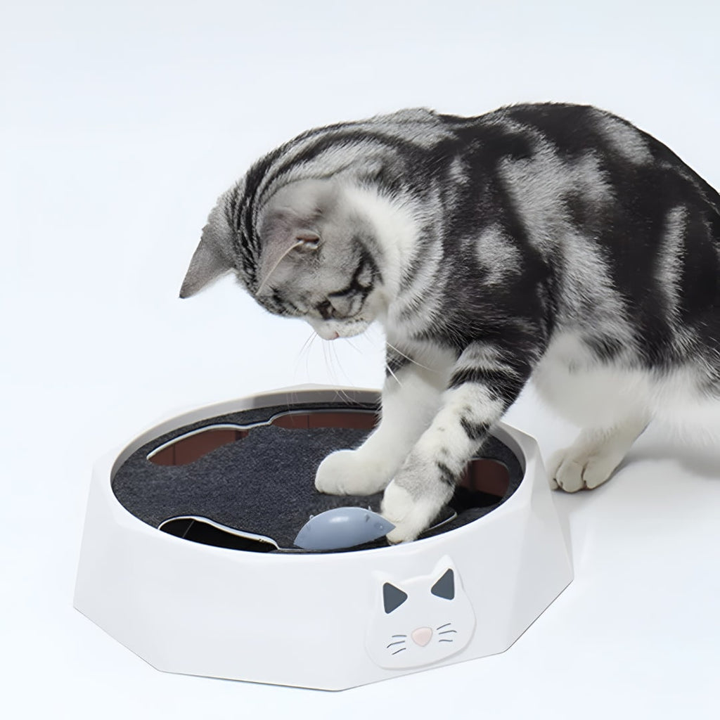 Juguete interactivo motorizado para gatos con ratón perseguidor y rascador