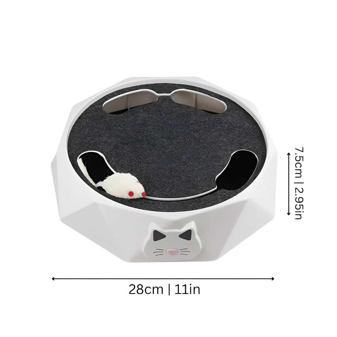 Juguete interactivo motorizado para gatos con ratón perseguidor y rascador