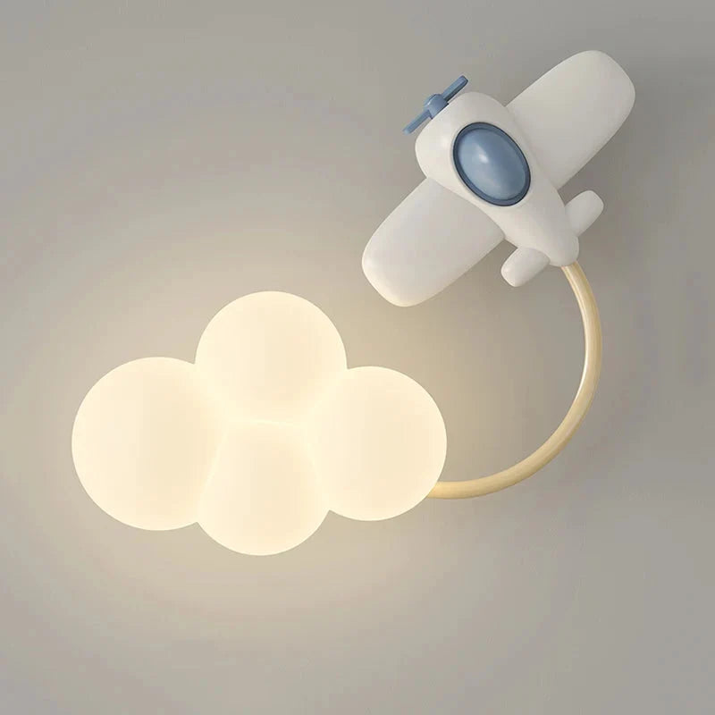 Children’s Cloud LED Wall Light with Airplane Design