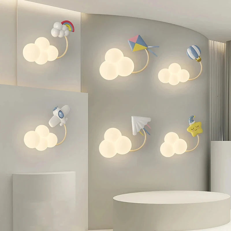Children’s Cloud LED Wall Light with Airplane Design