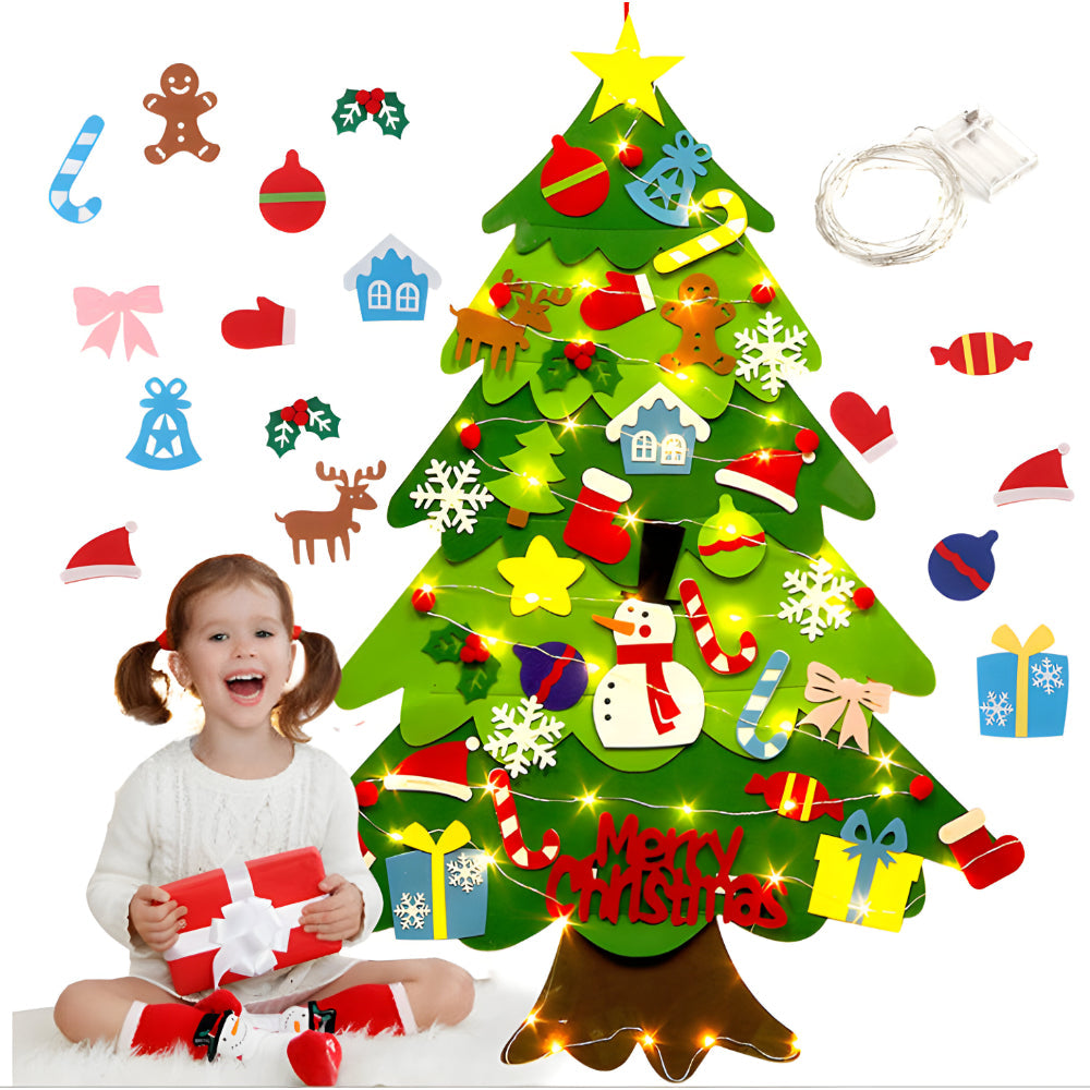 Filz-Weihnachtsbaum für Kinder mit Dekoration