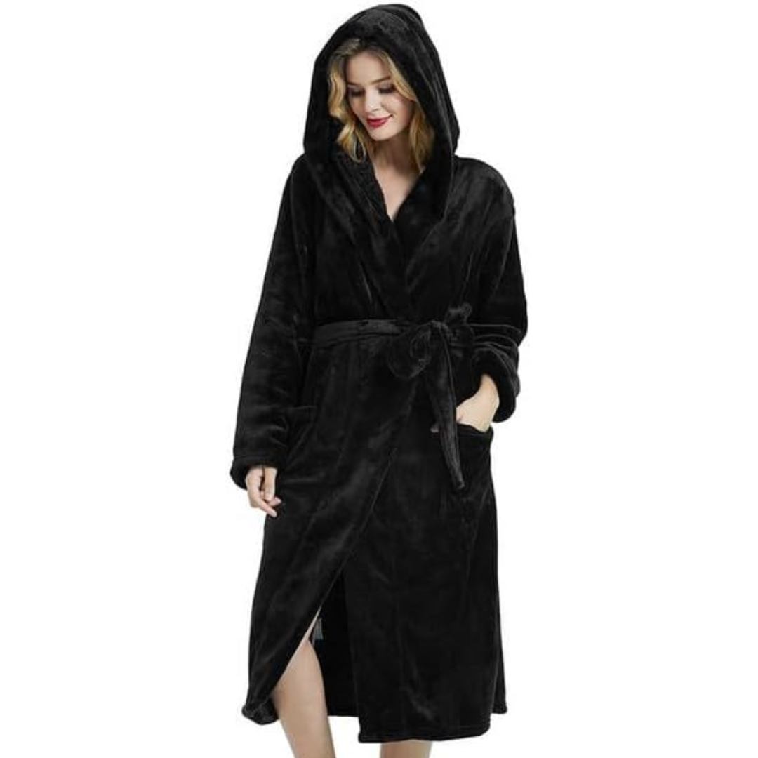 Women's Hooded Fleece Bathrobe