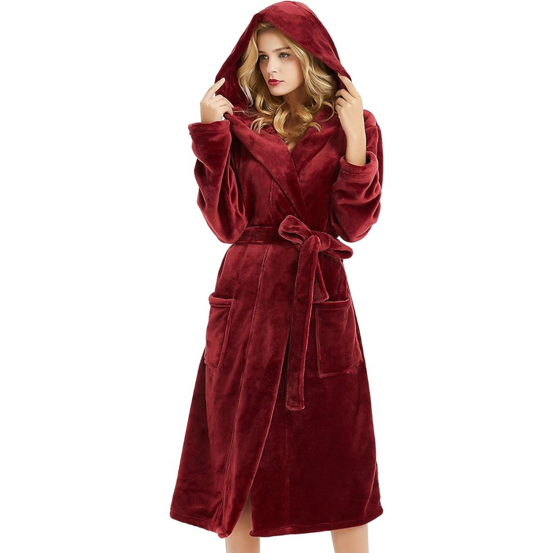 Women's Hooded Fleece Bathrobe