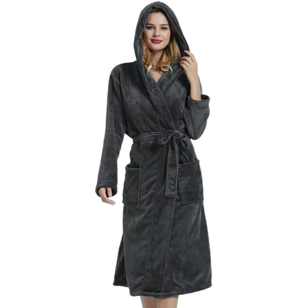 Women's Hooded Fleece Bathrobe