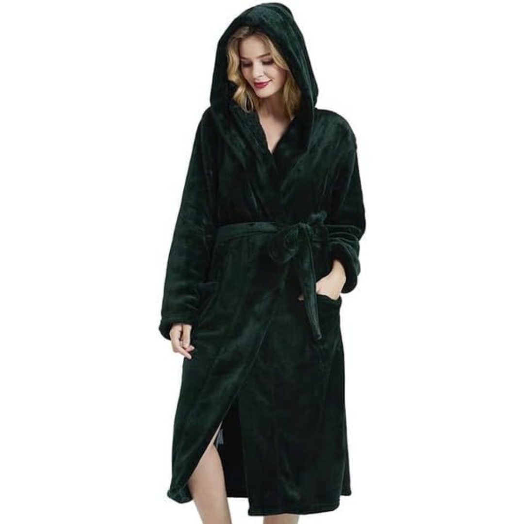 Women's Hooded Fleece Bathrobe