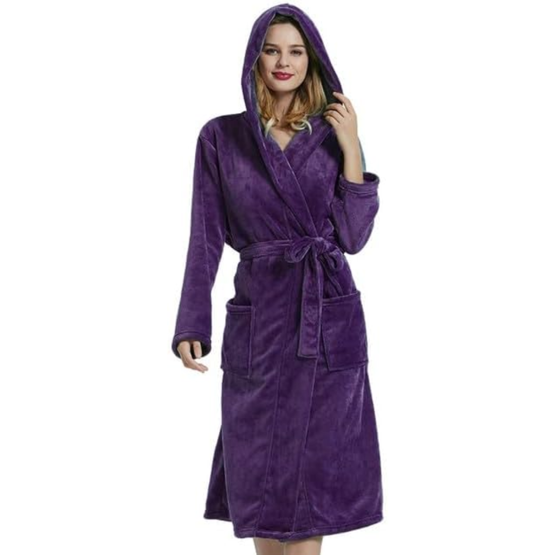 Women's Hooded Fleece Bathrobe