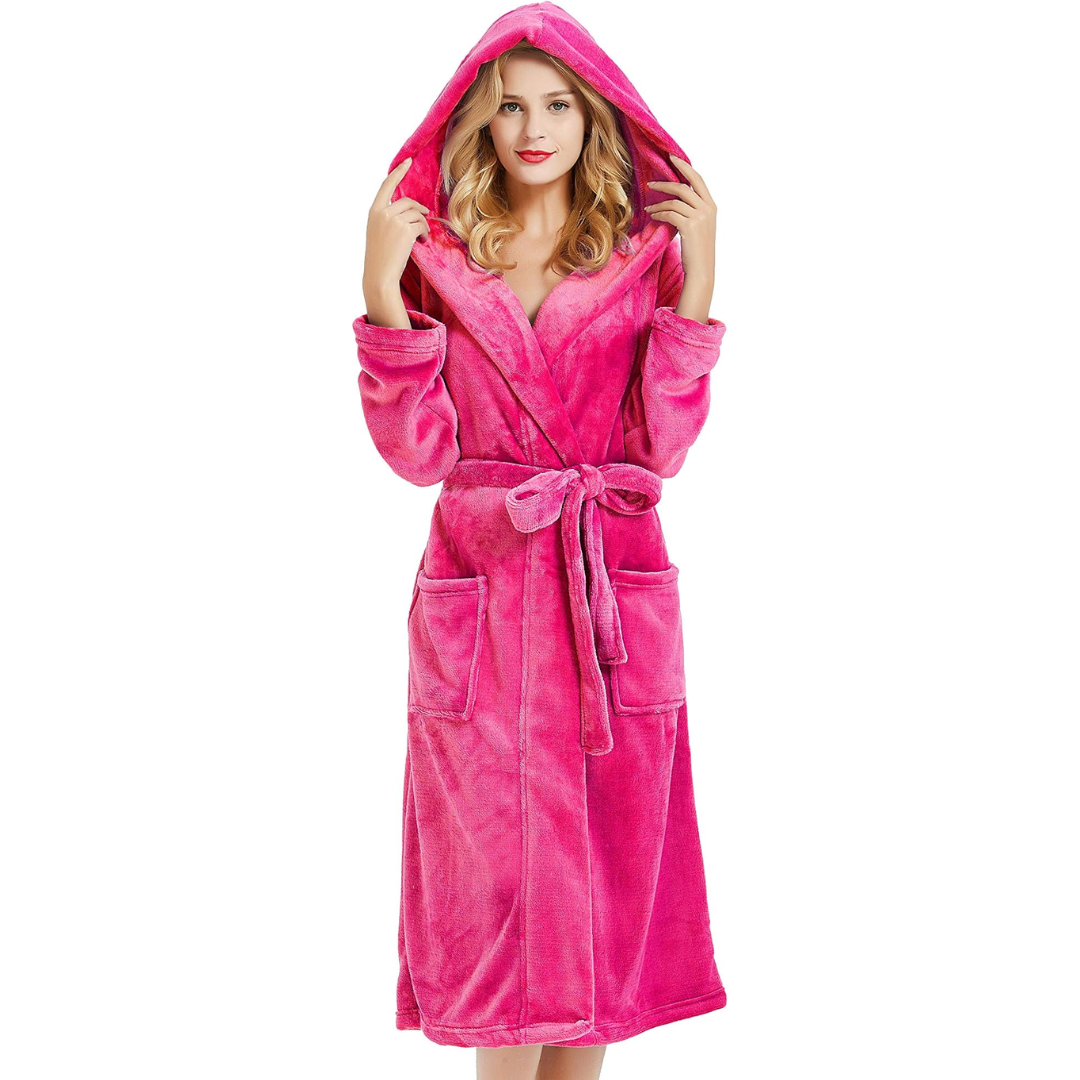 Women's Hooded Fleece Bathrobe