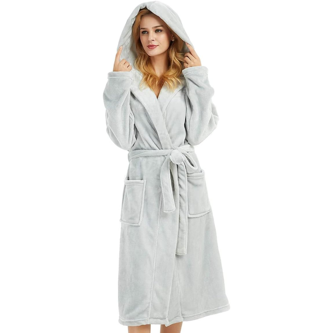 Women's Hooded Fleece Bathrobe