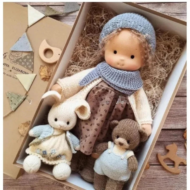 Waldorf-Style Soft Doll with Hand-Sewn Clothing