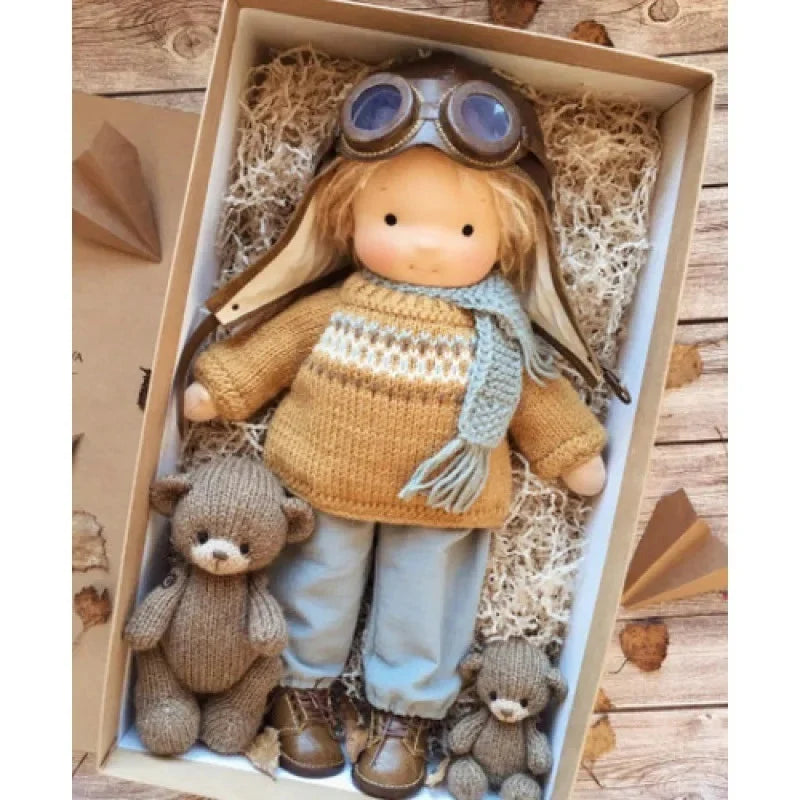 Waldorf-Style Soft Doll with Hand-Sewn Clothing