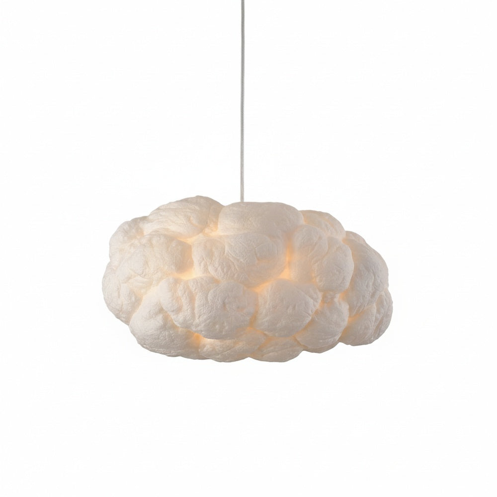 Suspension scandinave en forme de nuage avec abat-jour texturé