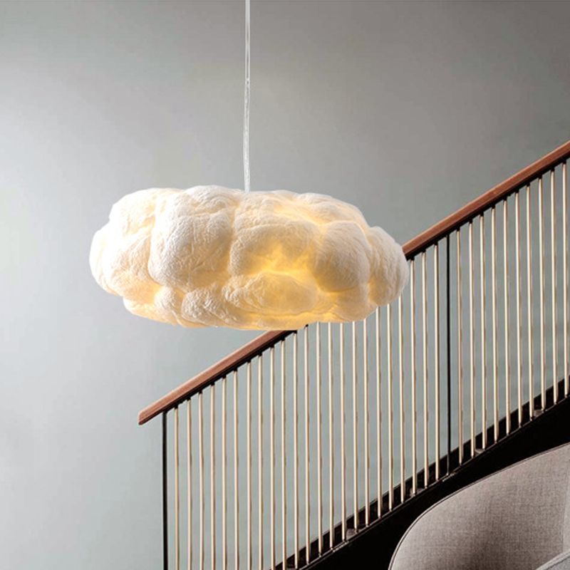 Suspension scandinave en forme de nuage avec abat-jour texturé
