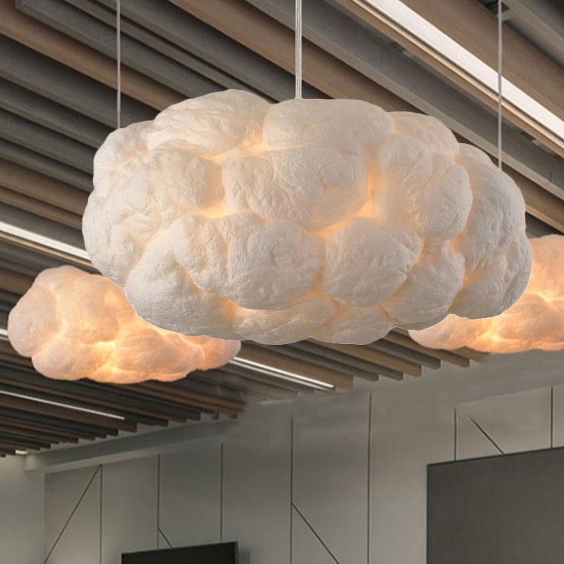 Suspension scandinave en forme de nuage avec abat-jour texturé