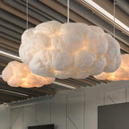 Suspension scandinave en forme de nuage avec abat-jour texturé