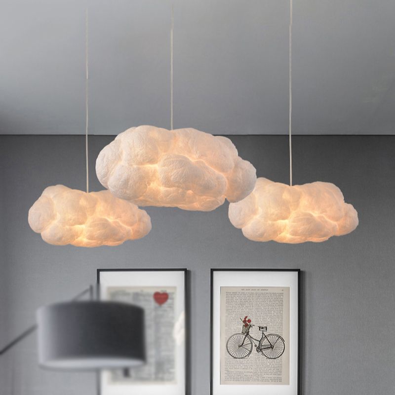 Suspension scandinave en forme de nuage avec abat-jour texturé