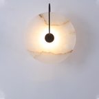 Round Alabaster-Effect Wall Sconce