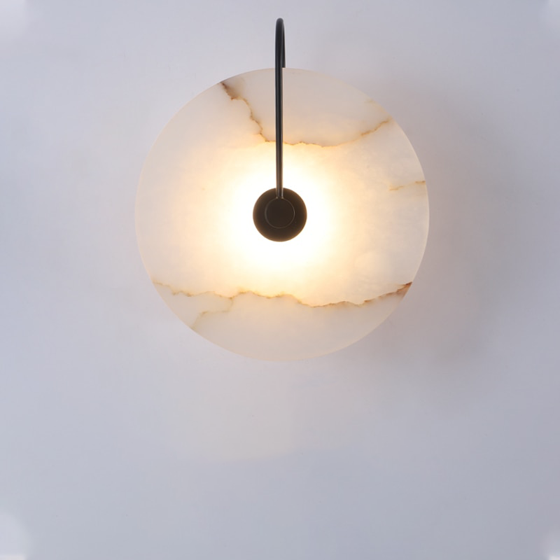 Round Alabaster-Effect Wall Sconce