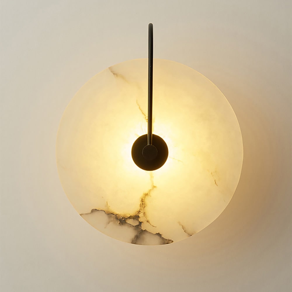 Round Alabaster-Effect Wall Sconce