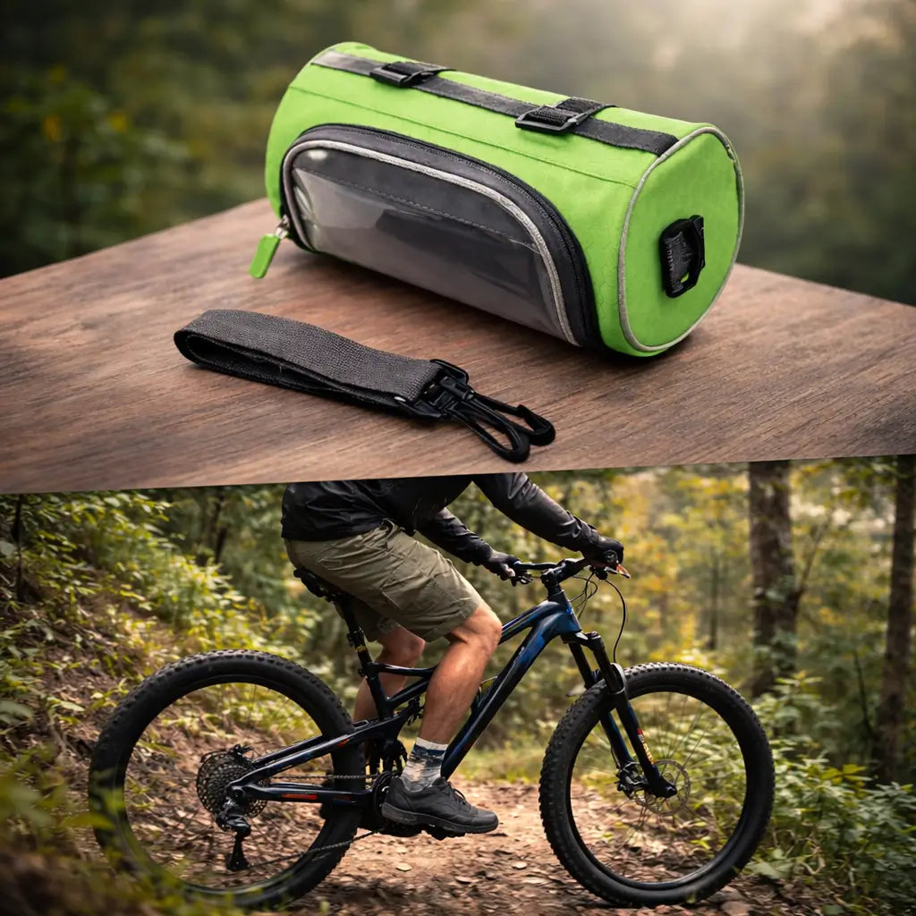Fahrradlenkertasche mit Handyhalterung und Touchscreen-Funktion