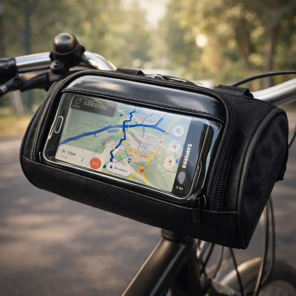 Fahrradlenkertasche mit Handyhalterung und Touchscreen-Funktion