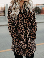 Vinterkappa för kvinnor med leopardmönster