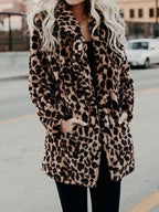 Vinterkappa för kvinnor med leopardmönster