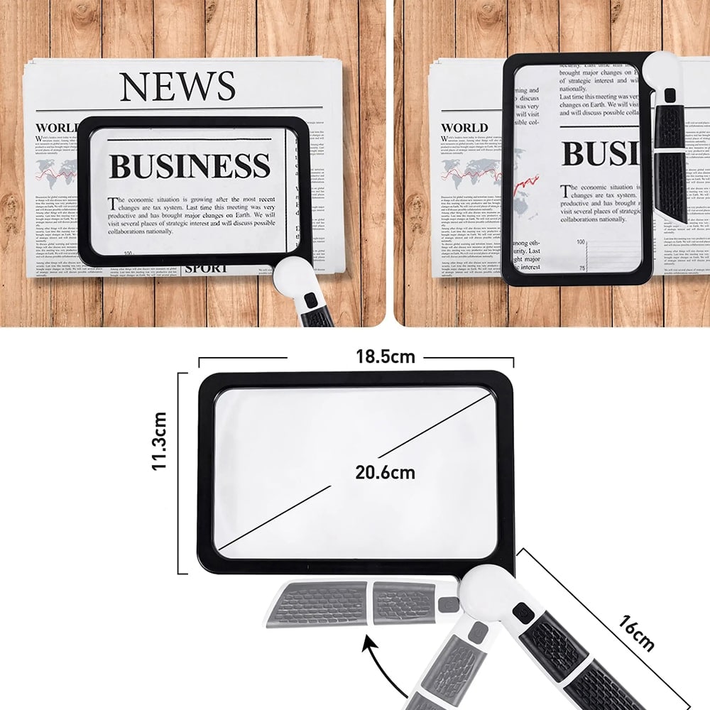 Loupe à LED avec poignée pliable et éclairage réglable